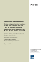 Oskarshamn site investigation. Modal and geochemical analyses of drill core samples 2007 and 40Ar/39Ar dating of a dolerite. Classification of rock types in KLX15A, KLX16A, KLX19A, KLX20A and KLX21B