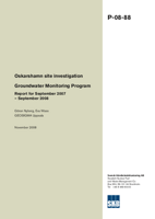 Oskarshamn site investigation. Groundwater Monitoring Program. Report for September 2007-September 2008