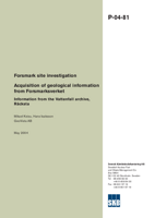 Forsmark site investigation. Acquisition of geological information from Forsmarksverket. Information from the Vattenfall archive, Råcksta